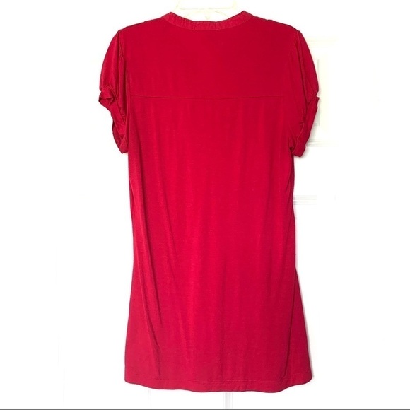 6 Degrees Deep Pink Red Short Sleeve Shirt Blouse Button V-Neck size Large - Picture 5 of 7